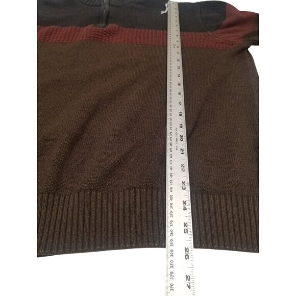 Tricots St Raphael Mens 1/4 Zip Sweater‎ XXL Brown Red Striped Pullover - Picture 7 of 10